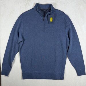 NWT Hart Schaffner Marx HSM Size Medium Navy Zip-Up Cotton Sweater